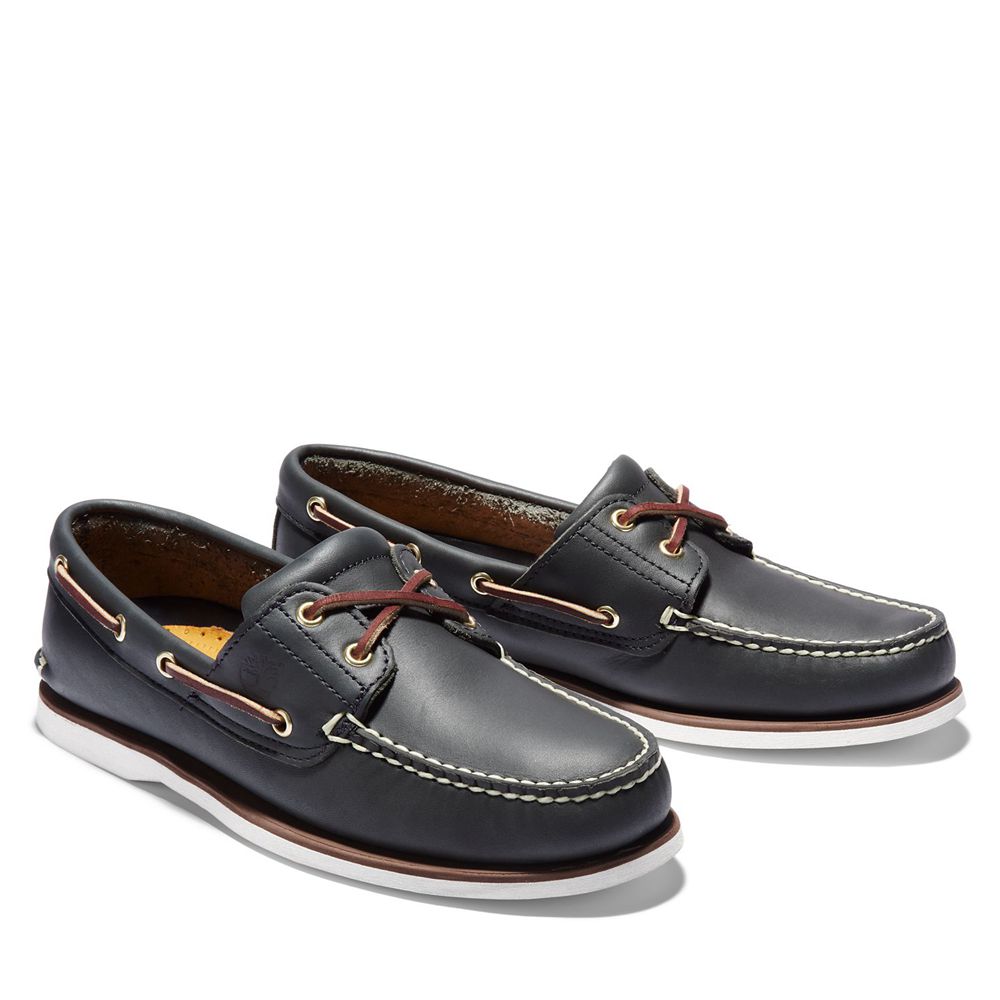 Timberland Mens Boat Shoes 2-Eye - Navy - India CE8140729